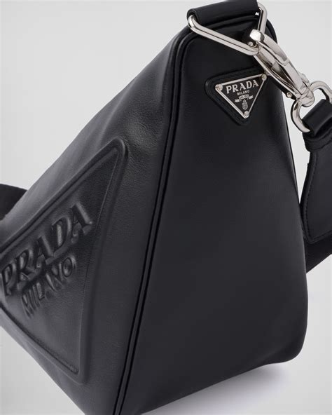 prada double triangle bag|prada triangle leather shoulder bag.